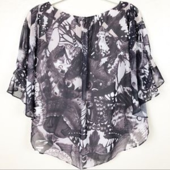 🦋 Ted Baker London, Capra Butterfly Batwing Ruffled Blouse - Picture 10 of 16